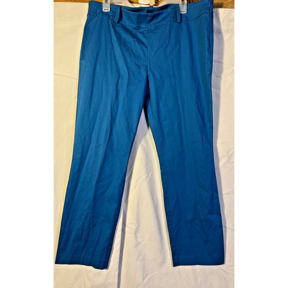 Ann Taylor Chelsa Crop Pants Blue Office Coastal grandma Women's 14 Stretch